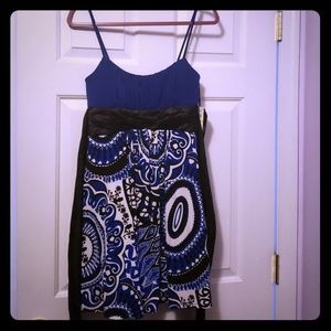 Blue Dress black bow strapless sundress spring